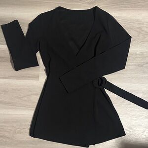 Elegant Black Wrap Dress (shorts under)